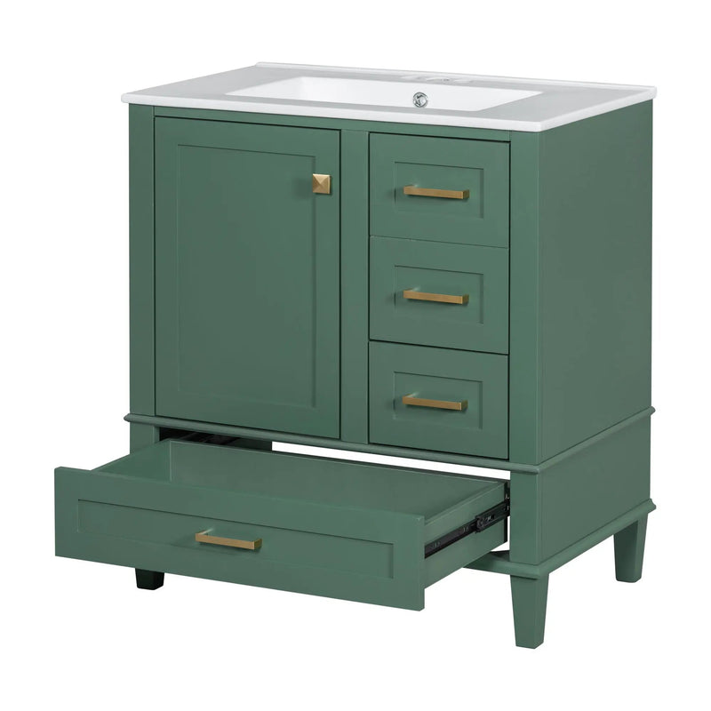 Bathroom Vanity, Modern Bathroom Cabinet With Sink Combo Set, Bathroom Storage Cabinet With A Soft Closing Door And 3 Drawers, Solid Wood Frame by HouseOfZazla