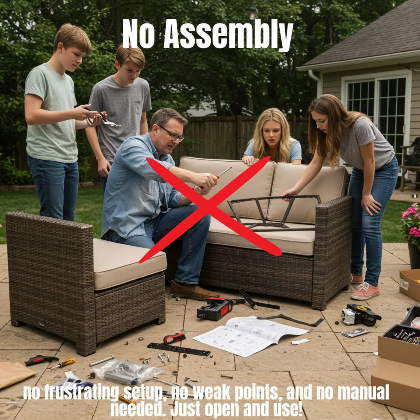 Rattan Sectional Sofa Set With Cushions by Unique Piece Furniture