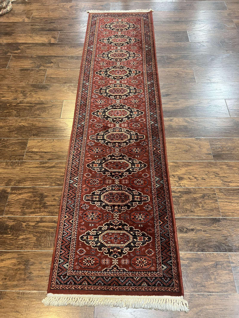 Belgium Power Loomed Runner Rug 2x9, Vintage Wool Rug for Hallway 2 x 9 ft, Red, Caucasian Persian Design, 9ft Runner by Jewel Rugs