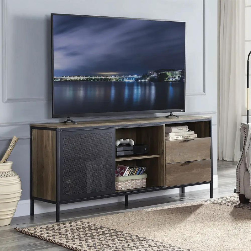 Nantan - 28" TV Stand - Rustic Oak & Black by Unique Piece Furniture