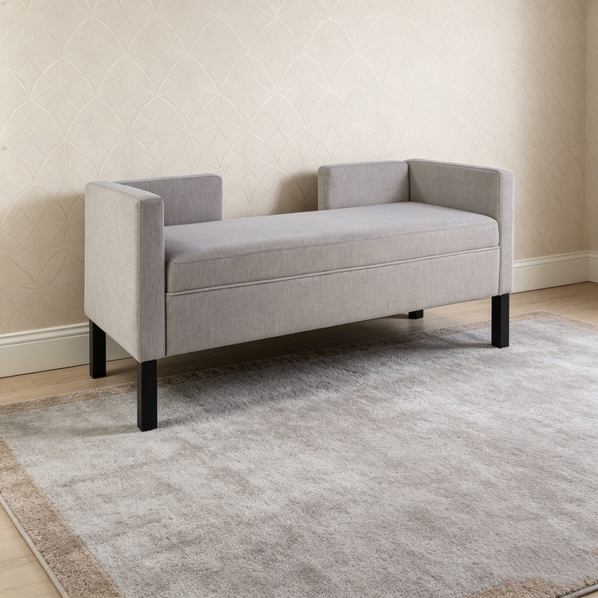 Upholstered Ottoman With 2 Bolster Pillows For Living Room - Gray by HouseOfZazla