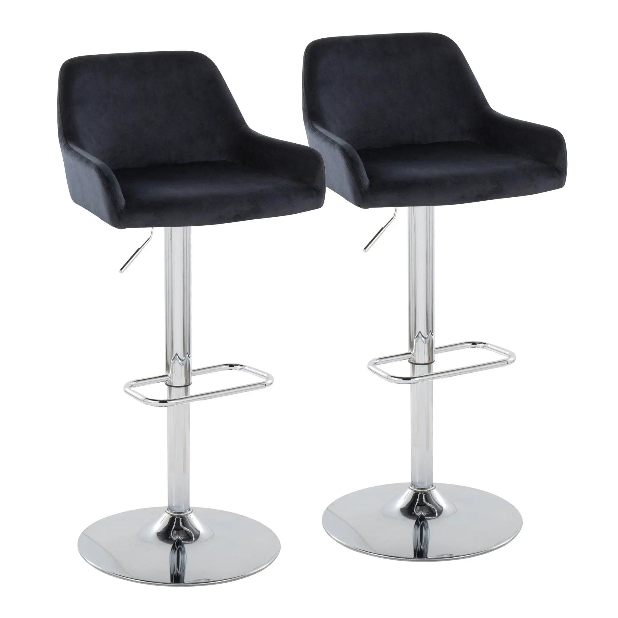 Daniella - Contemporary Adjustable Barstool With Swivel With Rounded Rectangle Footrest (Set of 2) by HouseOfZazla