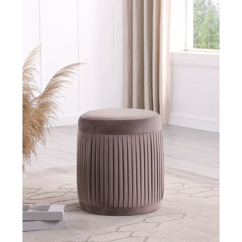 Pescadero - Round Upholstered Ottoman - Mauve by HouseOfZazla