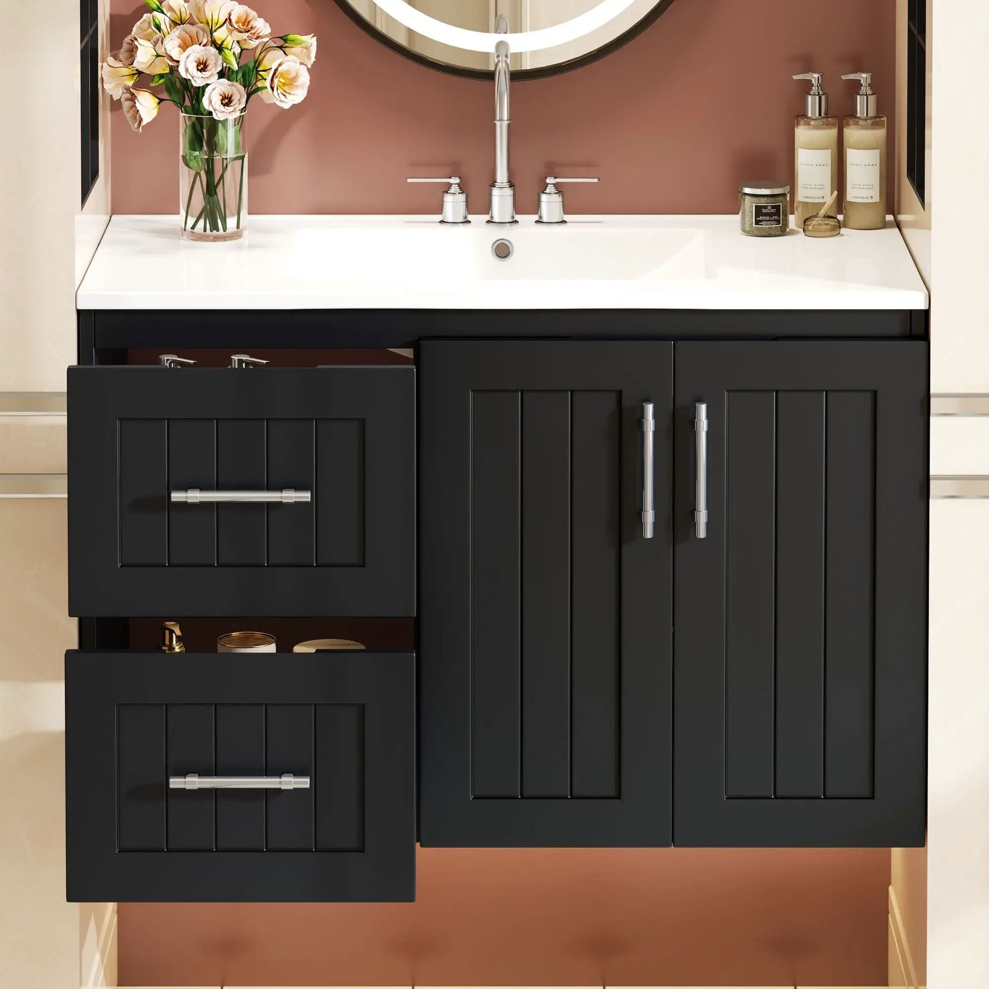 Wall Mounted Bathroom Vanity & Sink, 2 Drawers by Unique Piece Furniture