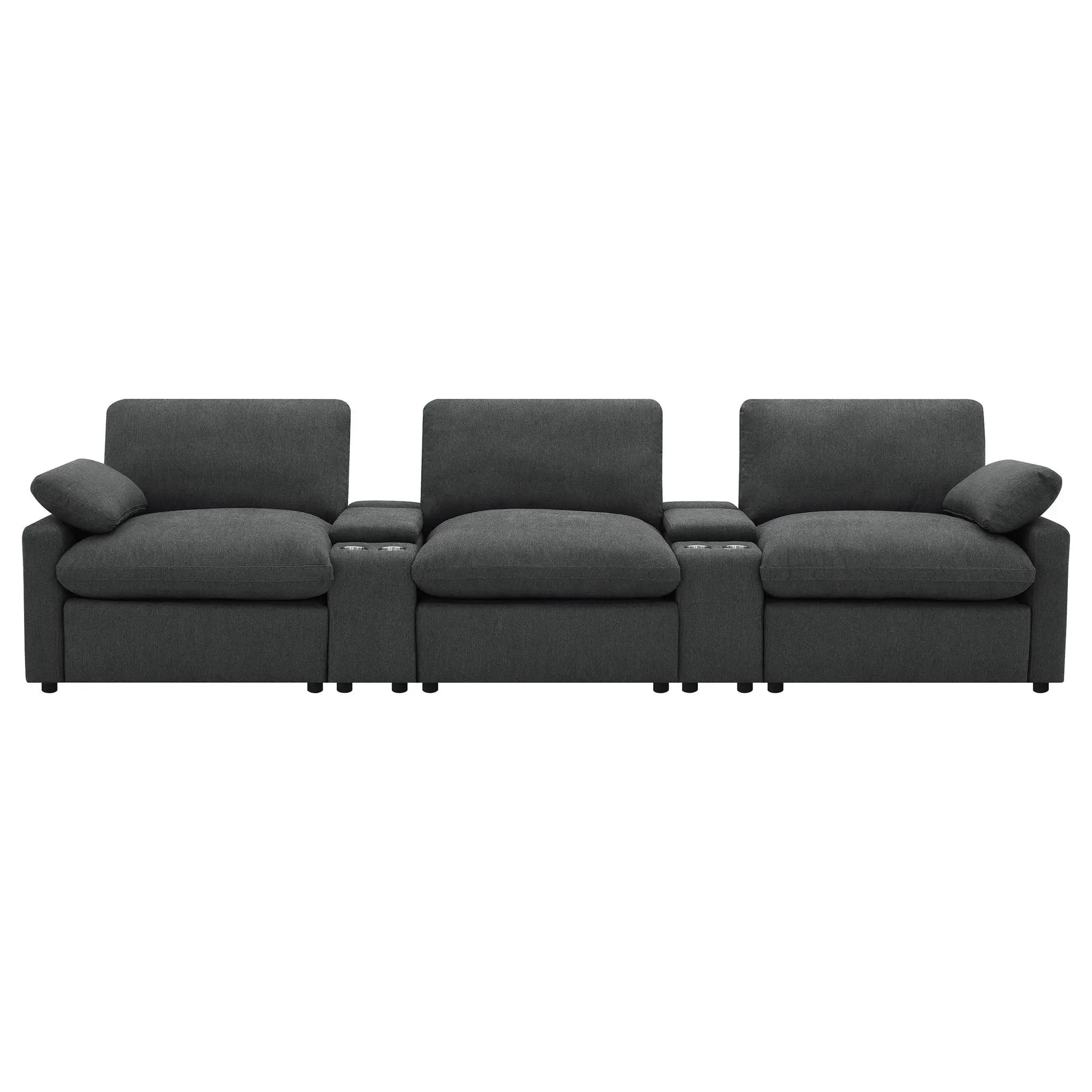 Collins 5-Piece Power Reclining Home Theater Seating Dark Grey by Unique Piece Furniture