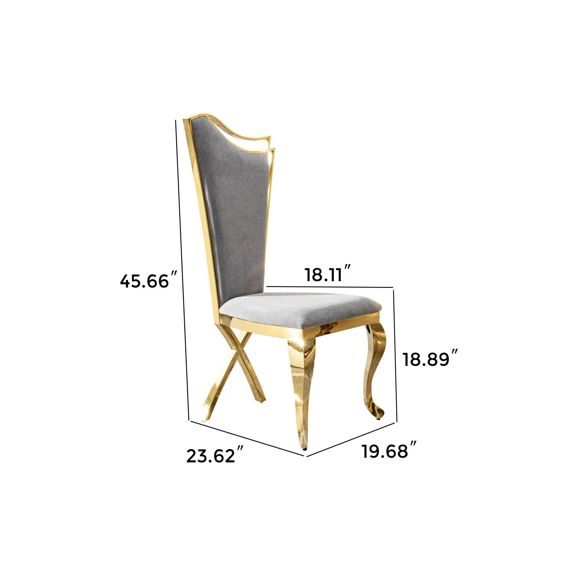 Gorgeous Streamlined High Back Fabric Stainless Steel Dining Chair (Set of 2) - Gold / Gray by Unique Piece Furniture