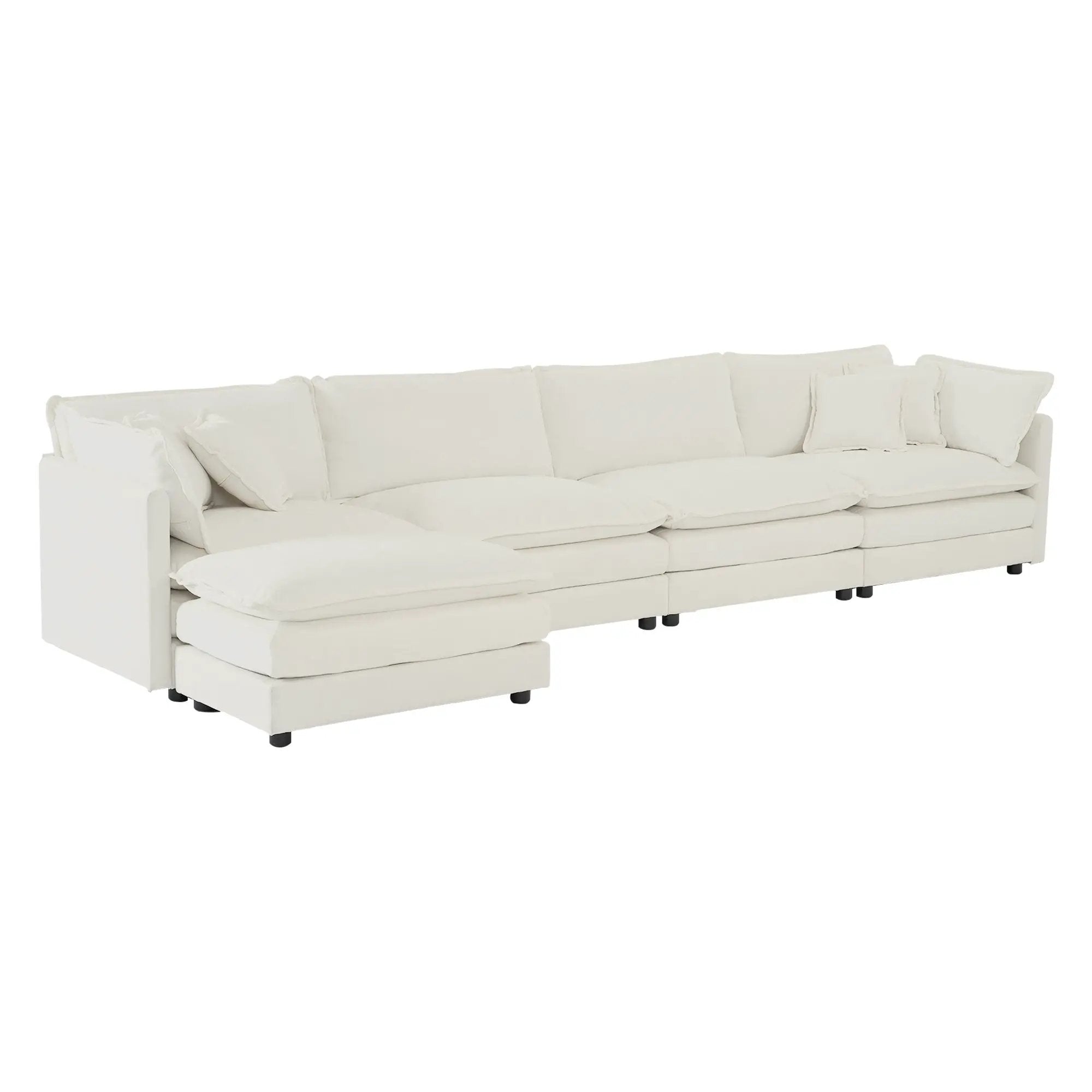 Modular Sectional Sofa for Living Room, U Shaped Couch 5 Seater Convertible with Ottoman by HouseOfZazla