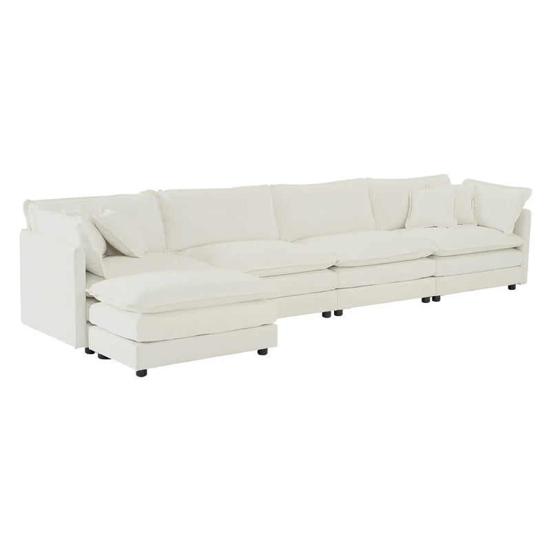 Modular Sectional Sofa for Living Room, U Shaped Couch 5 Seater Convertible with Ottoman by HouseOfZazla