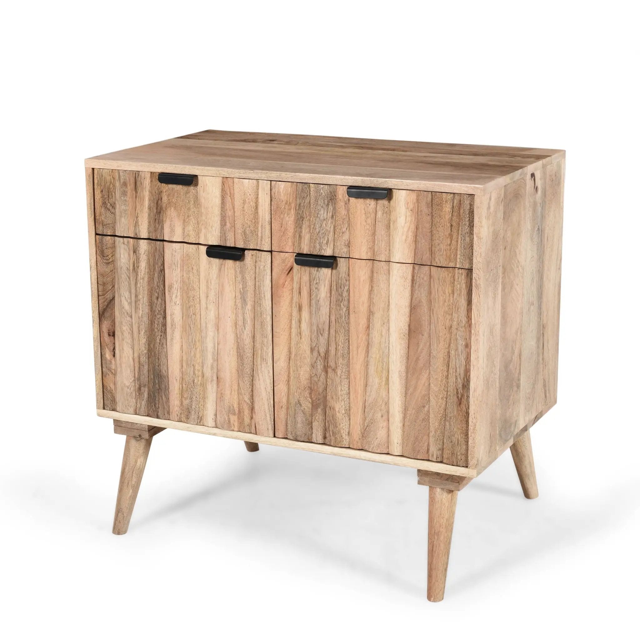 Stylish Style 2 Drawer 2 Door Cabinet, Mango Wood - Natural by HouseOfZazla
