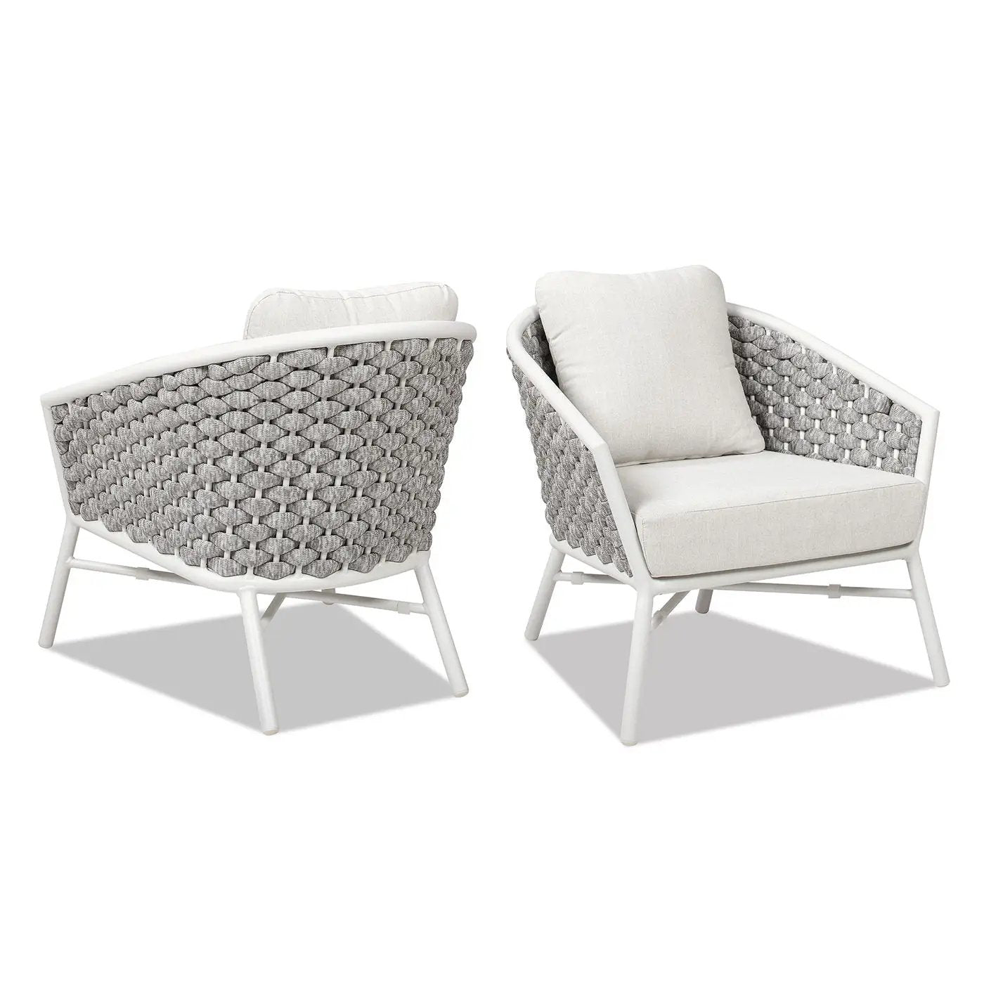 Rowan - Rope Barrel Back Patio Accent Arm Chair (Set of 2) - Optic White by Unique Piece Furniture