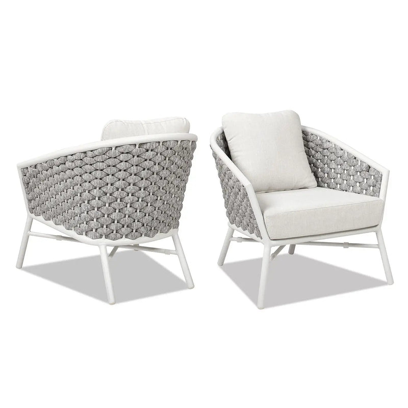 Rowan - Rope Barrel Back Patio Accent Arm Chair (Set of 2) - Optic White by Unique Piece Furniture