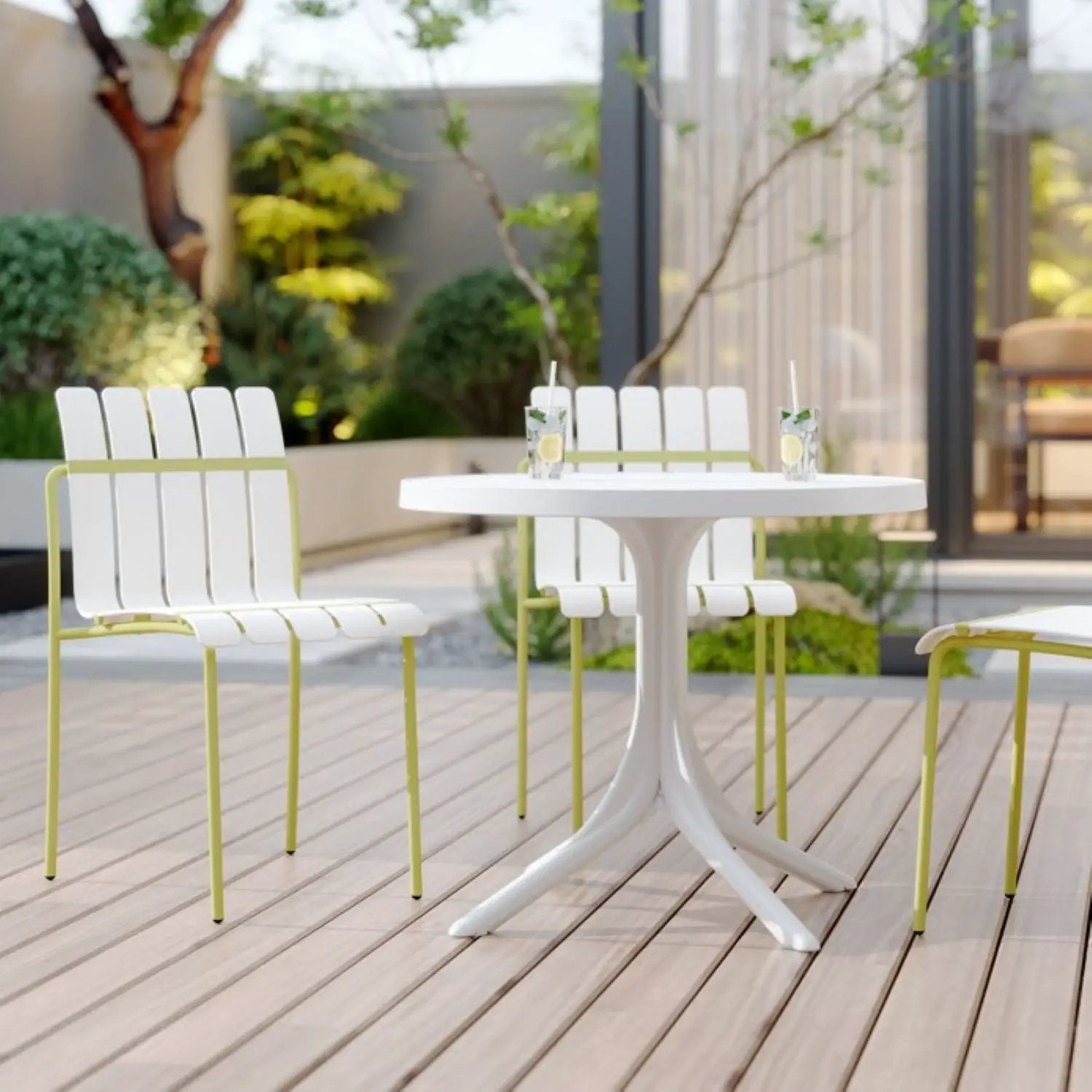 4 Piece Set Of Modern Color Block Designed Single Chairs With Round Table by Unique Piece Furniture