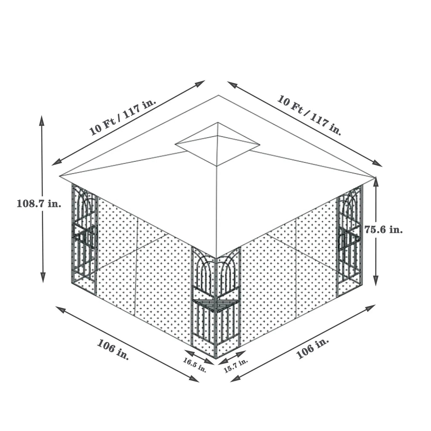 Patio Gazebo Tent With Ventilated Double Roof And Mosquito Net by Unique Piece Furniture