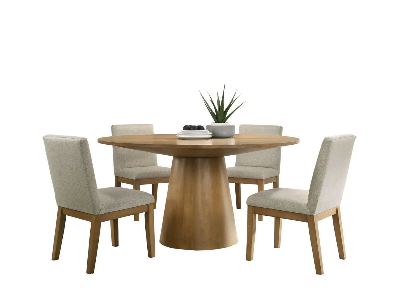 Jasper - Wide Contemporary Round Dining Table Set by HouseOfZazla