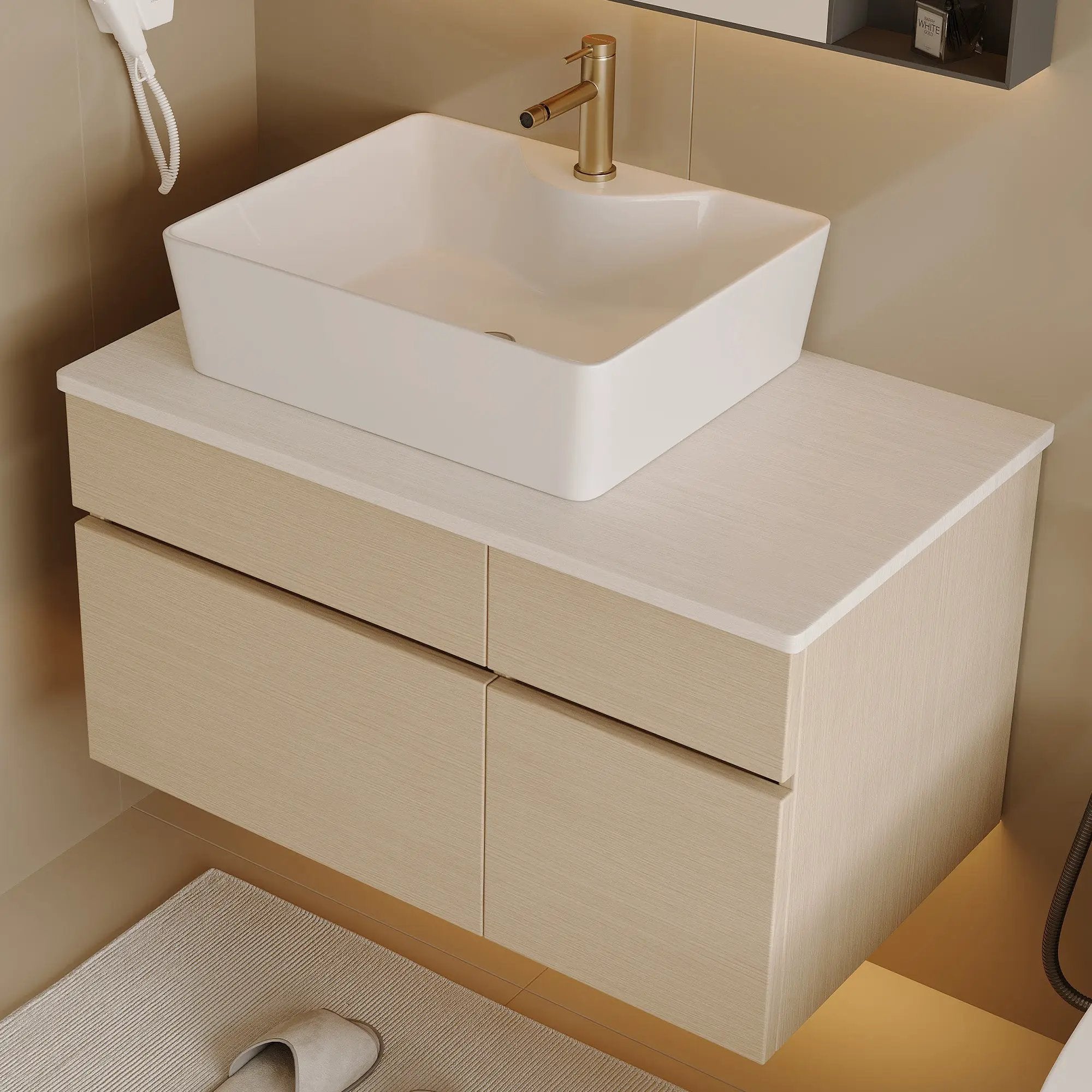 Floating Single Small Bathroom Vanity with Sink by HouseOfZazla