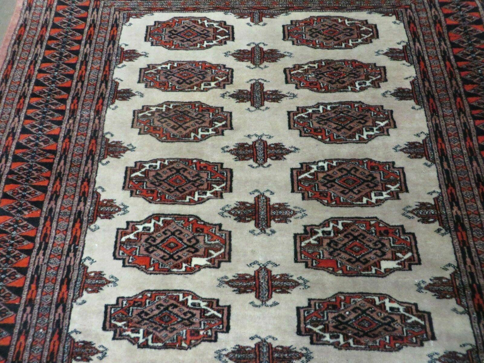 4' X 6' Vintage Handmade Bokhara Turkoman Pakistan Wool Rug Carpet Nice by Jewel Rugs
