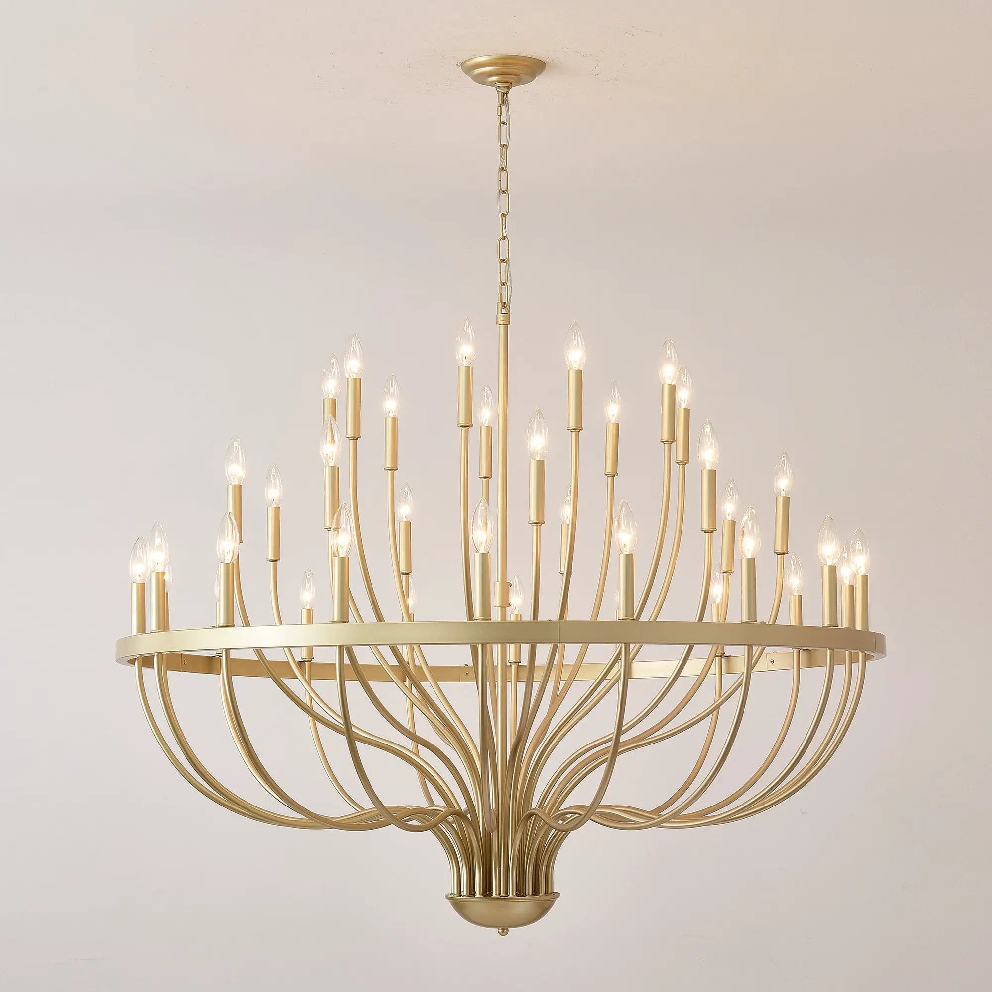 36-Light Gold Industrial Iron Candle Chandelier by HouseOfZazla