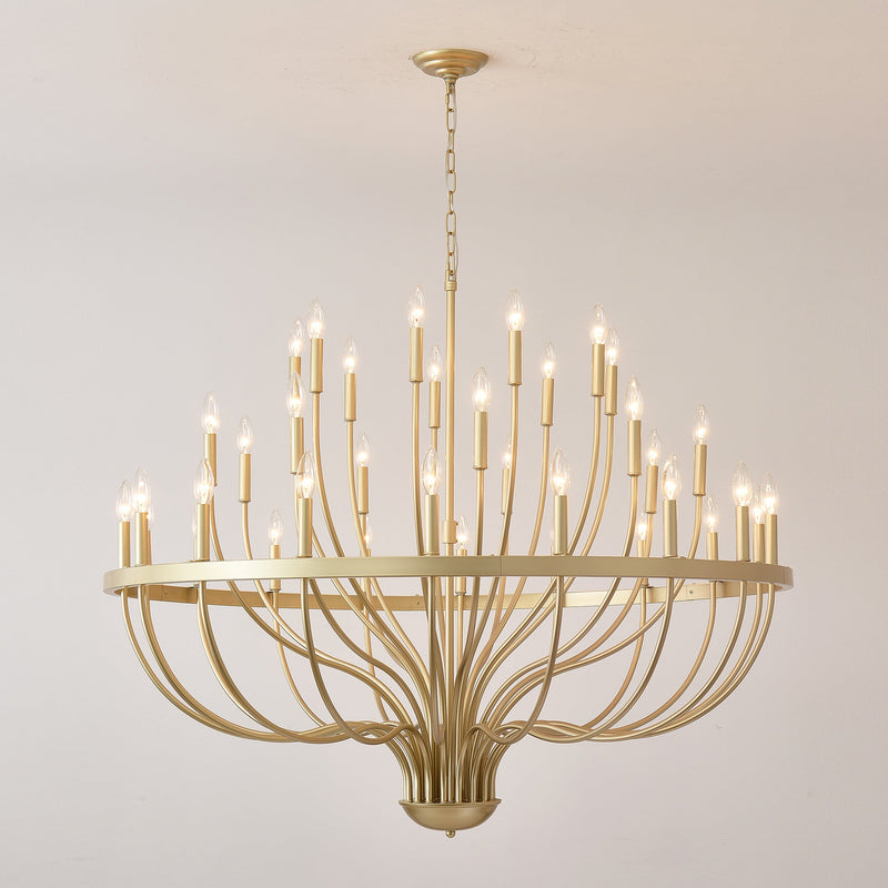 36-Light Gold Industrial Iron Candle Chandelier by HouseOfZazla