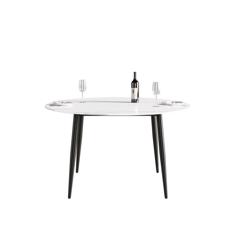 Modern Man-Made Stone Round Metal Dining Table-Position For 6 People by HouseOfZazla
