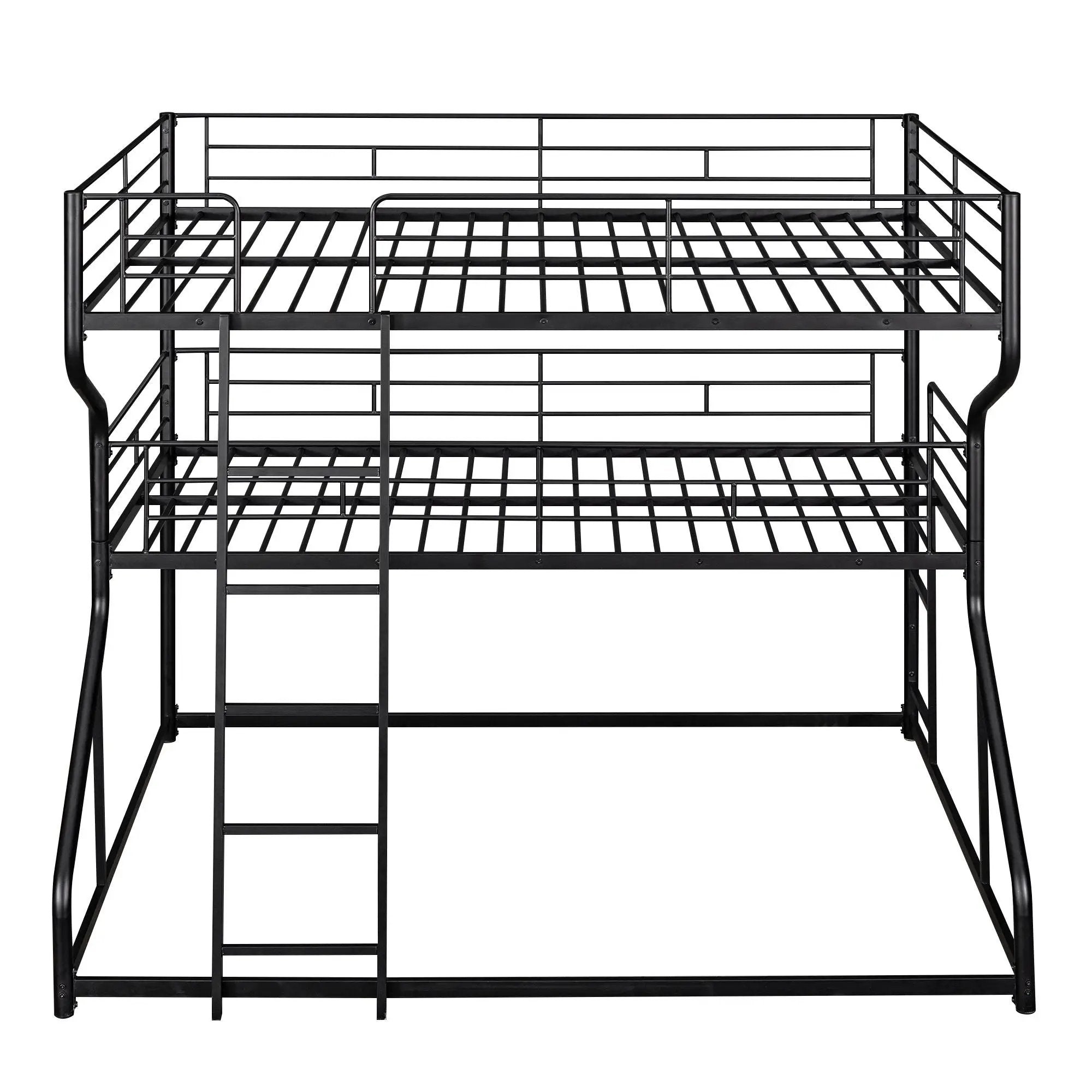 Industrial Triple Bunk Bed With Dual Ladders Frame, Space Saving Design by HouseOfZazla