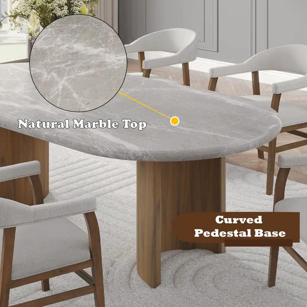 Darcy - Dining Table - Natural Marble Top & Dark Walnut by Unique Piece Furniture