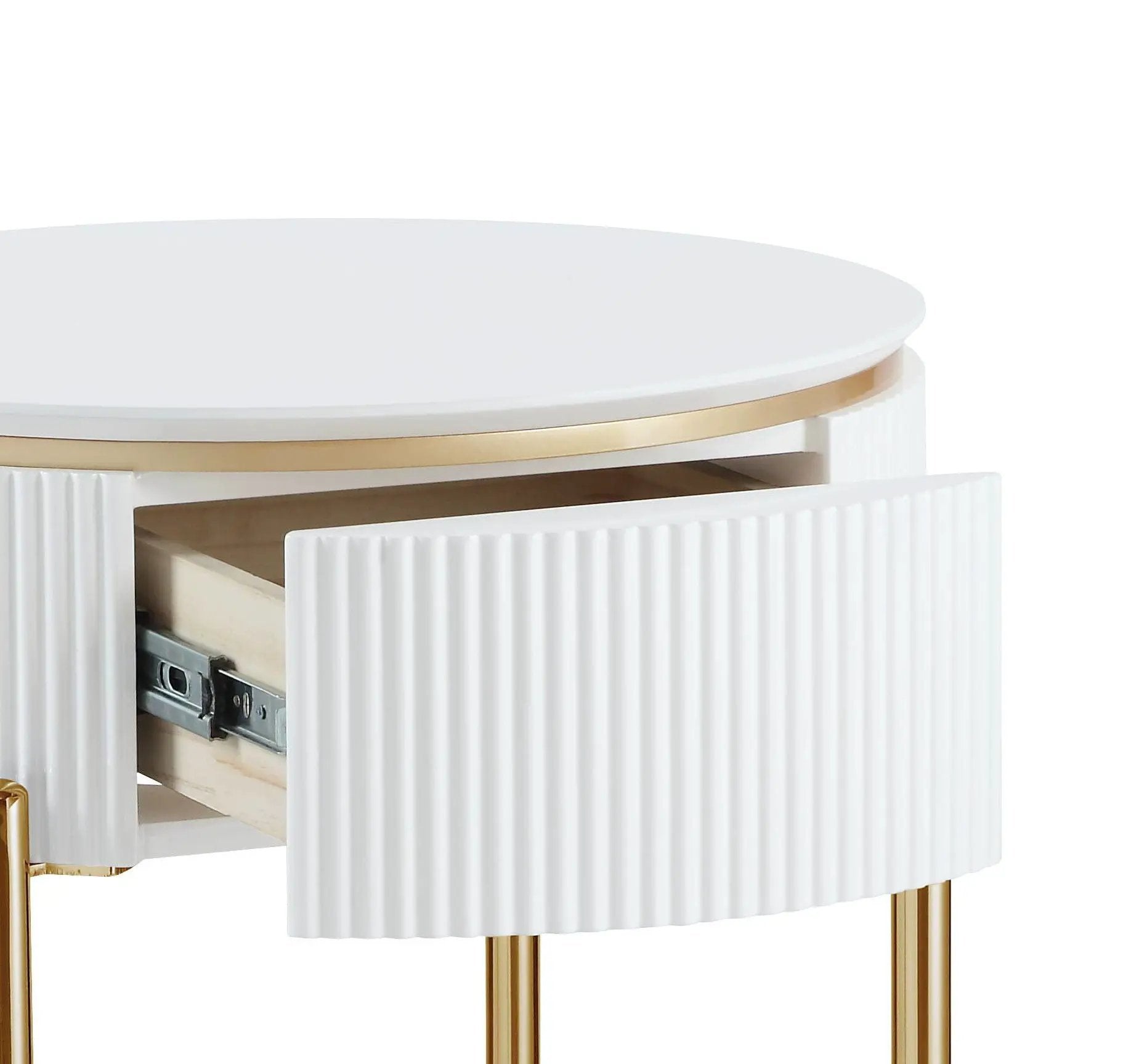 Daveigh - High Gloss End Table - Gold / White by HouseOfZazla