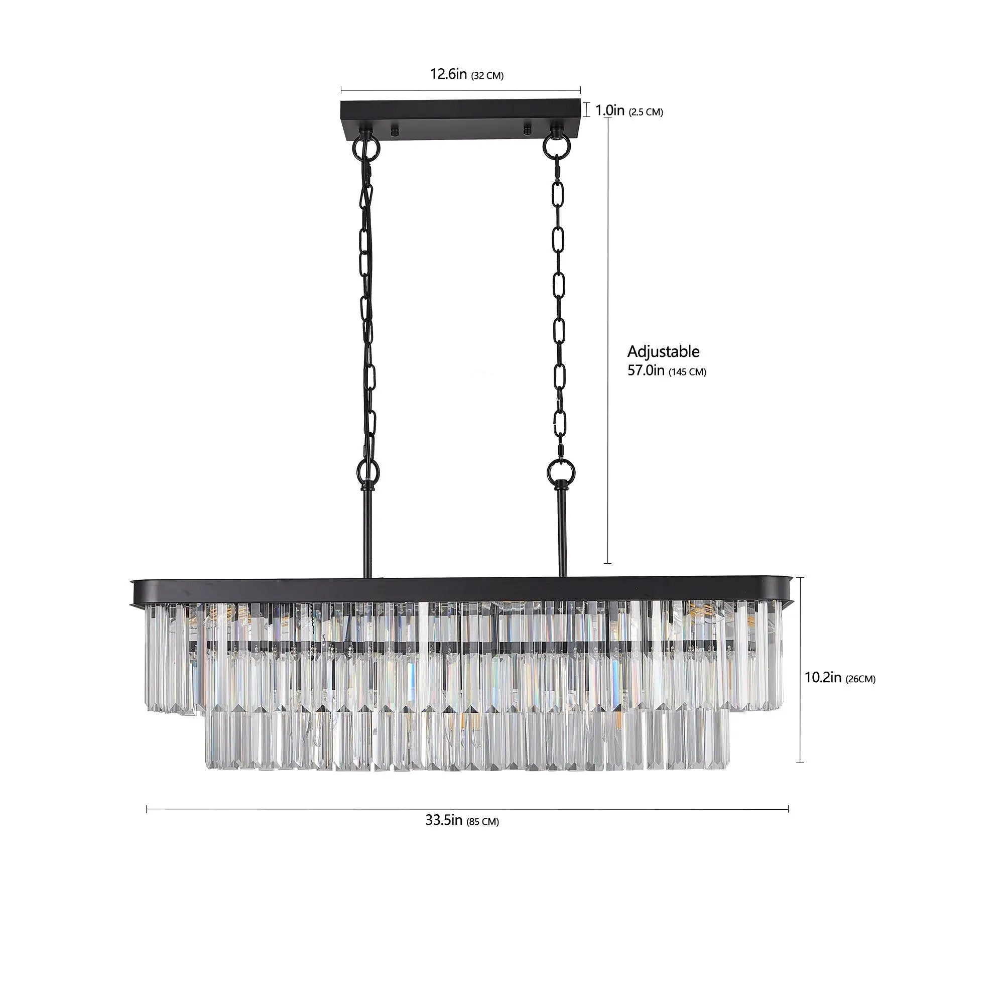 Rectangular Crystal Chandelier Adjustable by HouseOfZazla