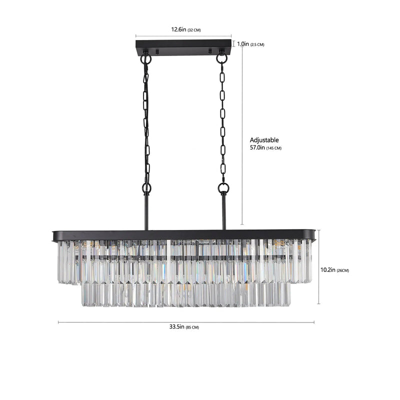 Rectangular Crystal Chandelier Adjustable by HouseOfZazla