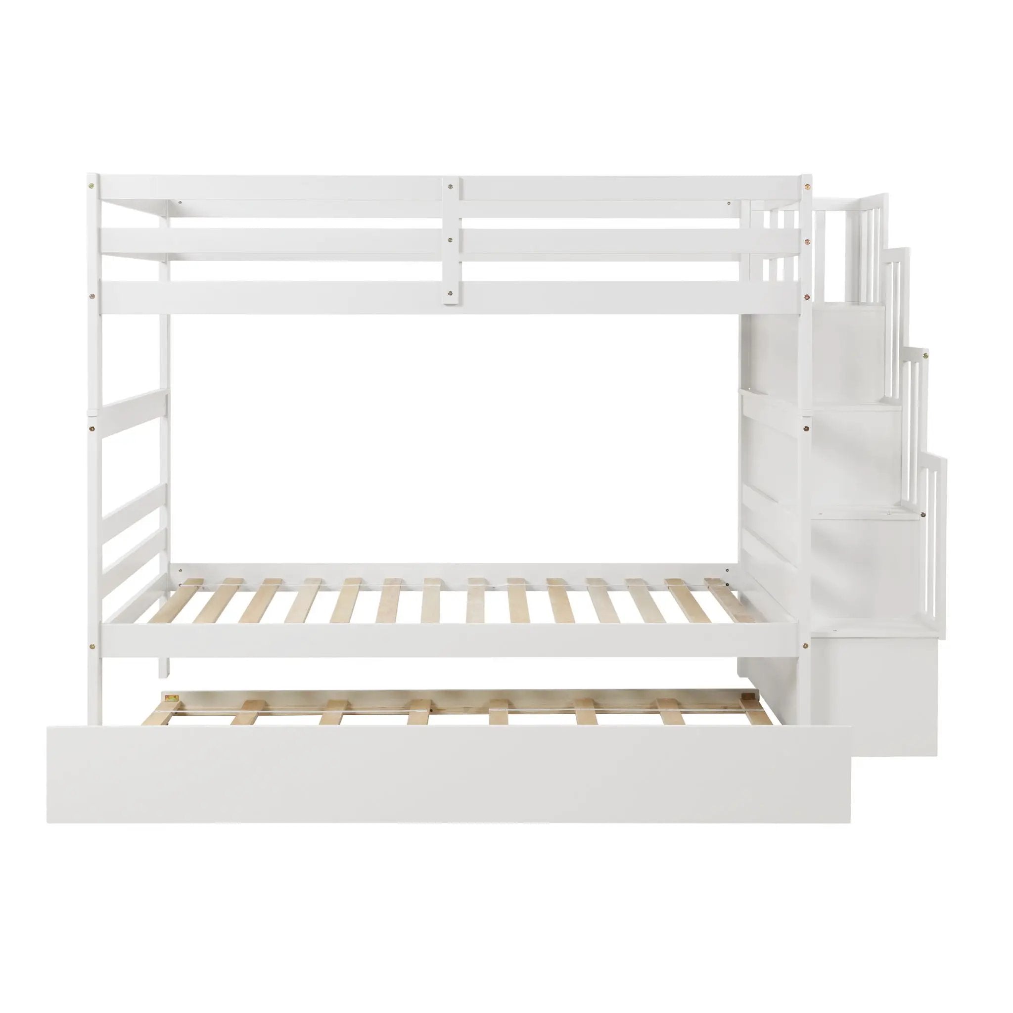 Twin Over Twin Bunk Beds With Twin Trundle And Stairway Storage Function by HouseOfZazla