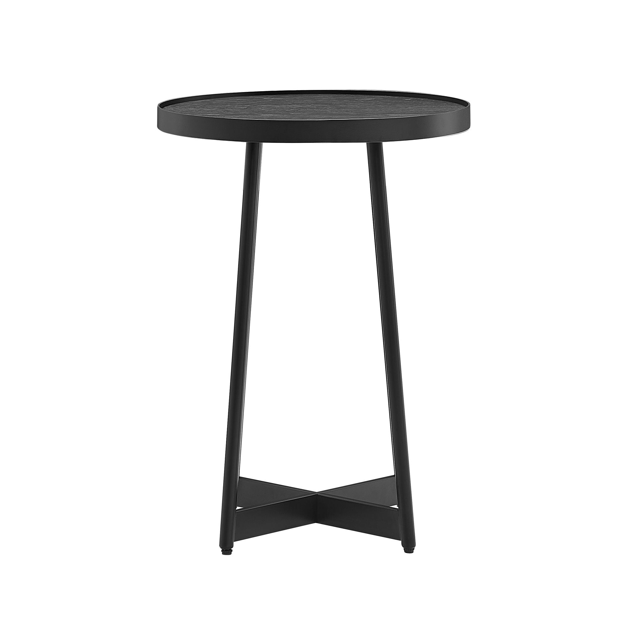 Ranlo - Round Accent Table With Geometric Legs - Black by HouseOfZazla