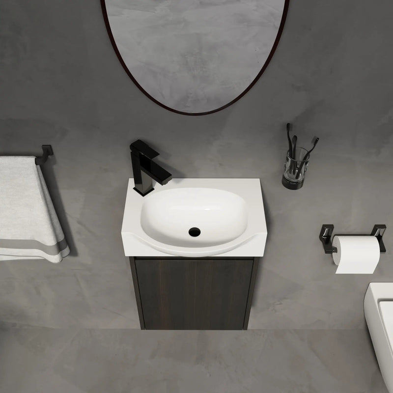 Modern Bathroom Vanity With Ceramic Basin, Wall Mounted Floating Sink Combo, Storage Cabinet by HouseOfZazla