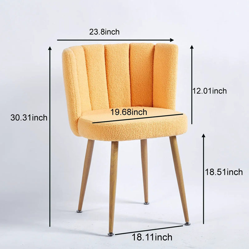Modern Dining Chair (Set of 2) With Iron Tube Wood Color Legs, Shorthair Cushions And Comfortable Backrest, Suitable For Dining Room, Living Room, Cafe, Simple Structure by HouseOfZazla