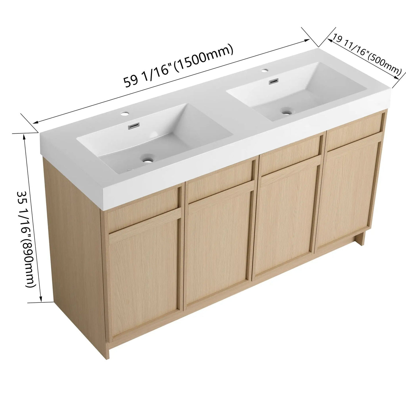 Freestanding Bathroom Vanity With Resin Sink & Soft Close Cabinet Doors by Unique Piece Furniture