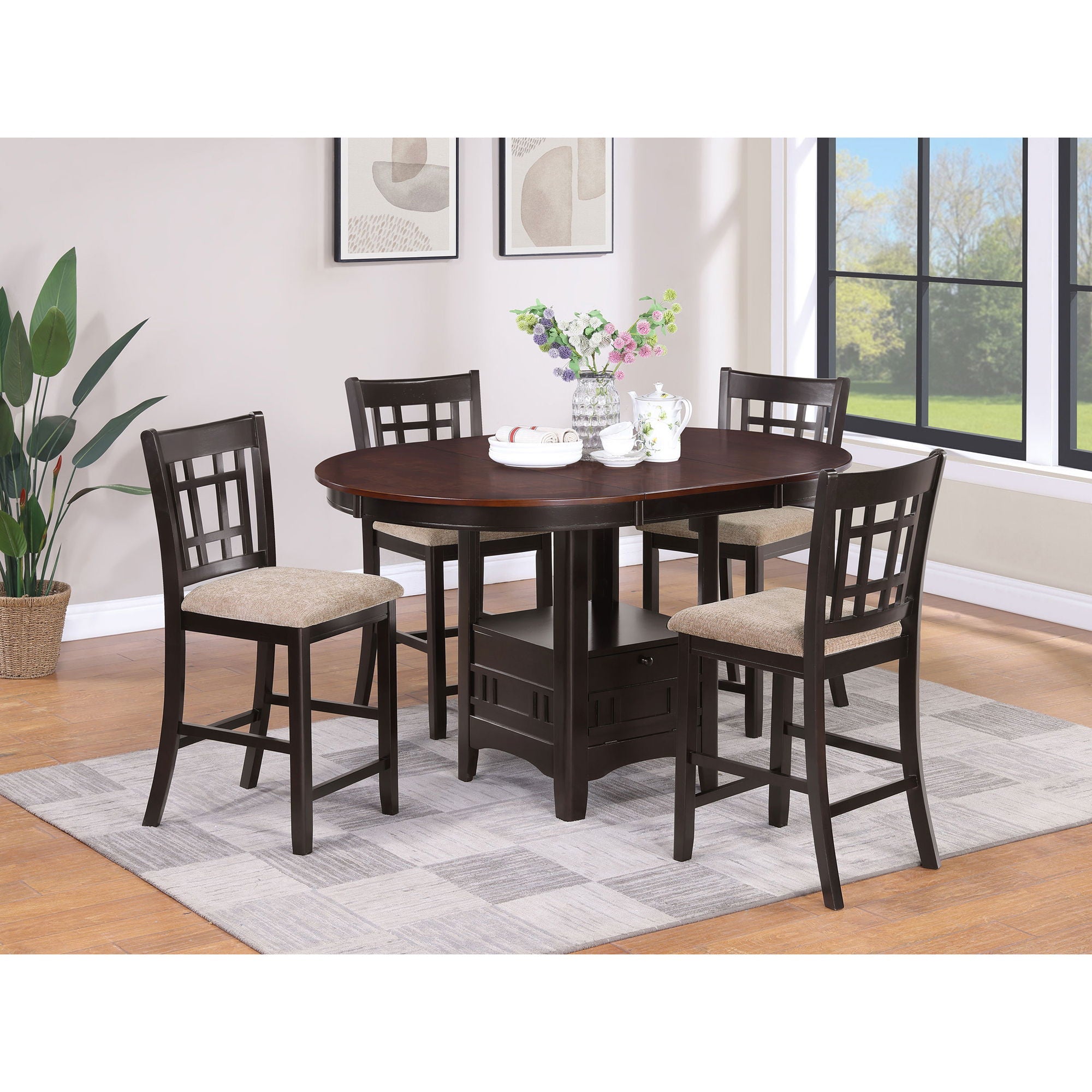 Avonlea - 5 Piece Set With Round Table And Upholstered Chairs - Chestnut by HouseOfZazla