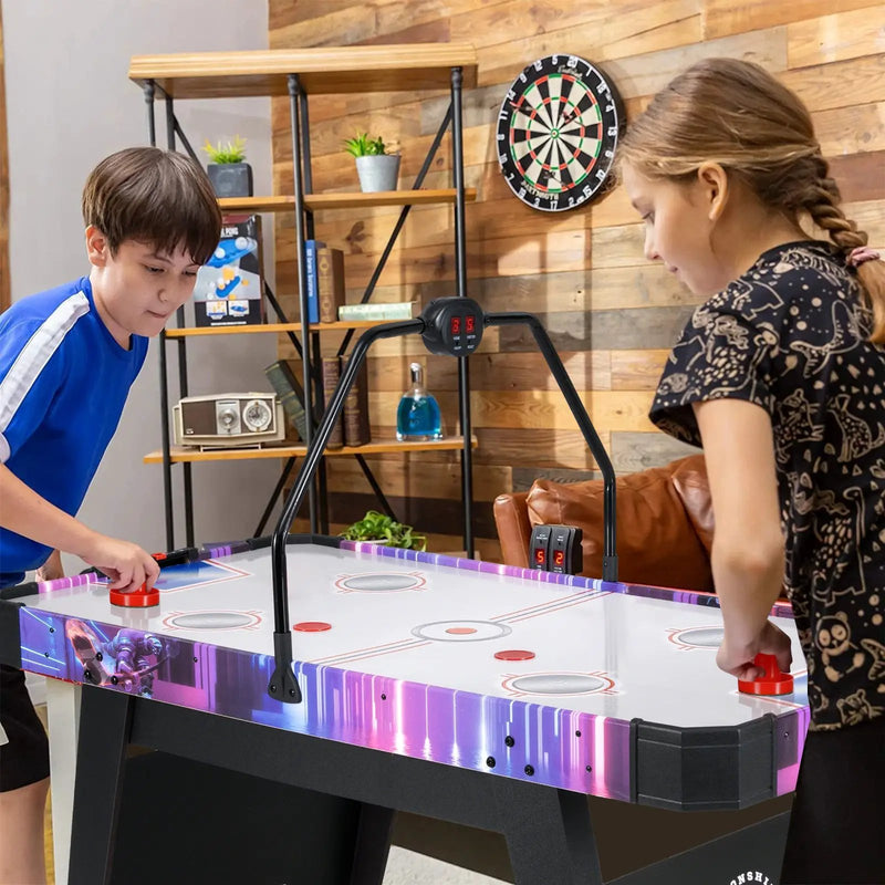 56 Inch Air Hockey Table with LED Digital Scoreboard and Powerful 12V Motor-White by DirectDeals