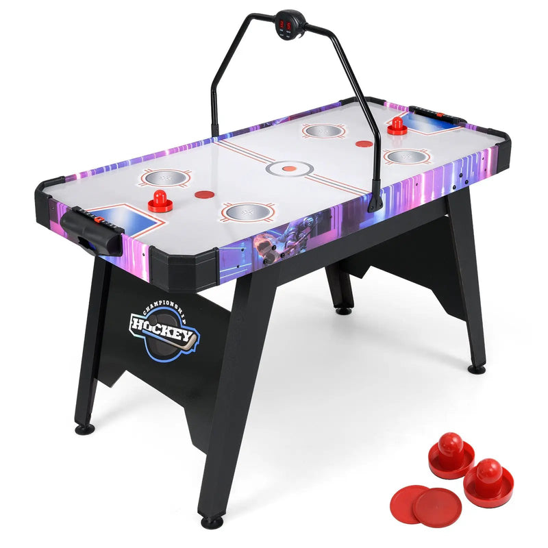 56 Inch Air Hockey Table with LED Digital Scoreboard and Powerful 12V Motor-White by DirectDeals