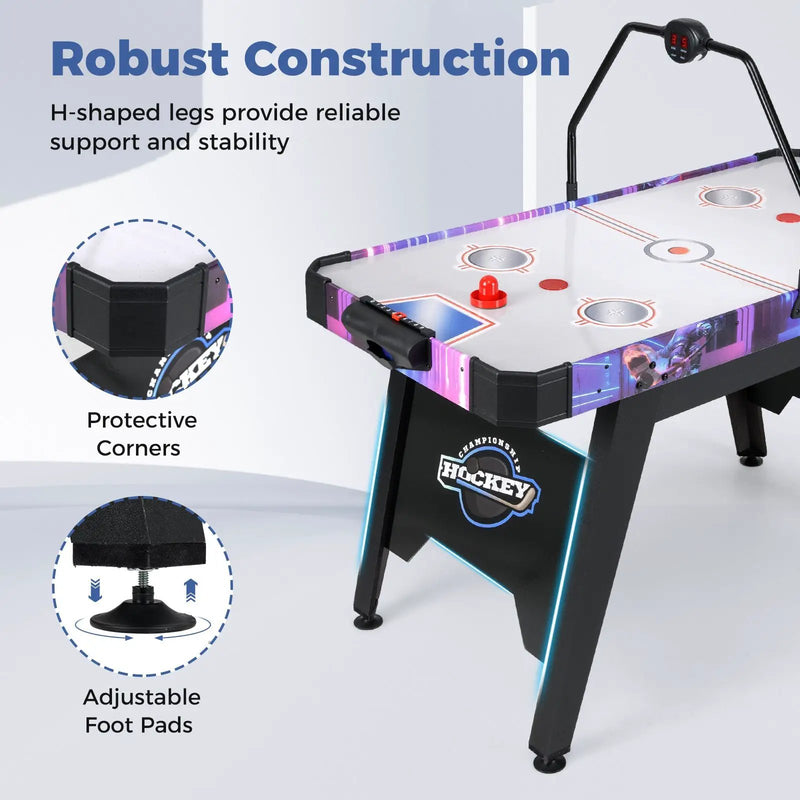 56 Inch Air Hockey Table with LED Digital Scoreboard and Powerful 12V Motor-White by DirectDeals