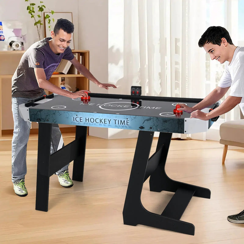 56 Inch Air Hockey Table with Powerful 12V Motor and LED Digital Scoreboard-Black by DirectDeals