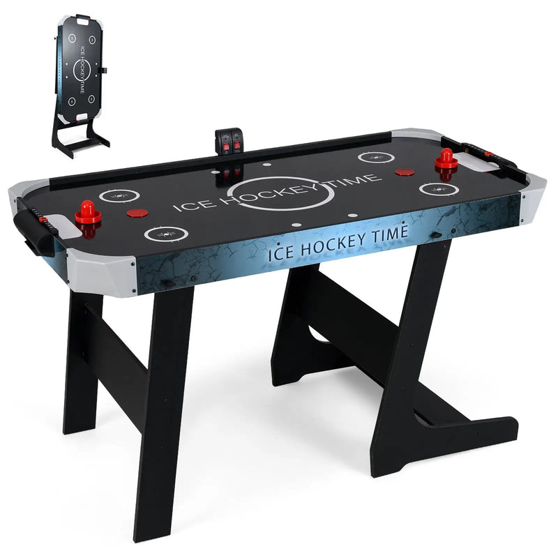 56 Inch Air Hockey Table with Powerful 12V Motor and LED Digital Scoreboard-Black by DirectDeals