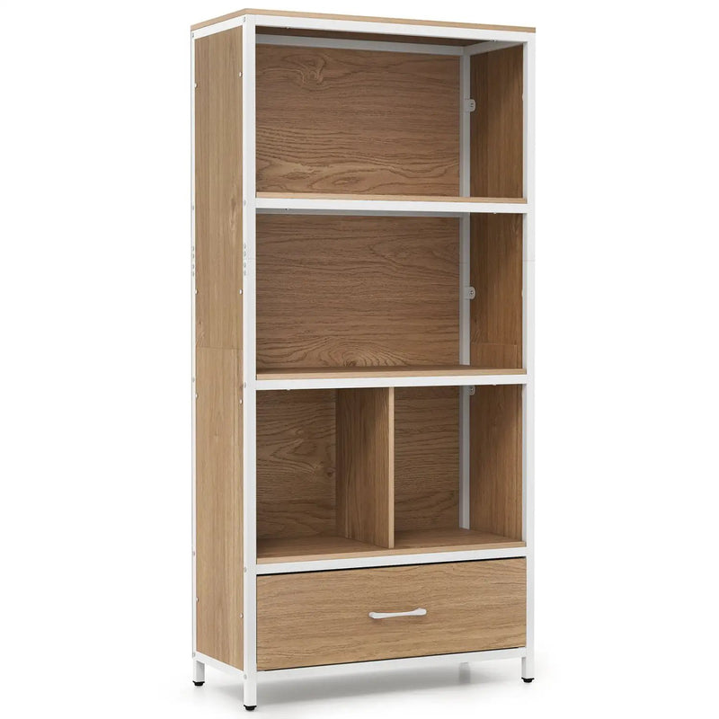 56" Tall Freestanding Bookcase with Drawer 5 Tier by DirectDeals