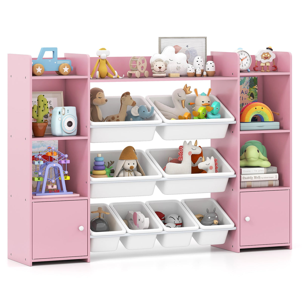 56 inch Large Toy Storage Organizer with 8 Removable Bins and Bookshelf, photo 4 of 24