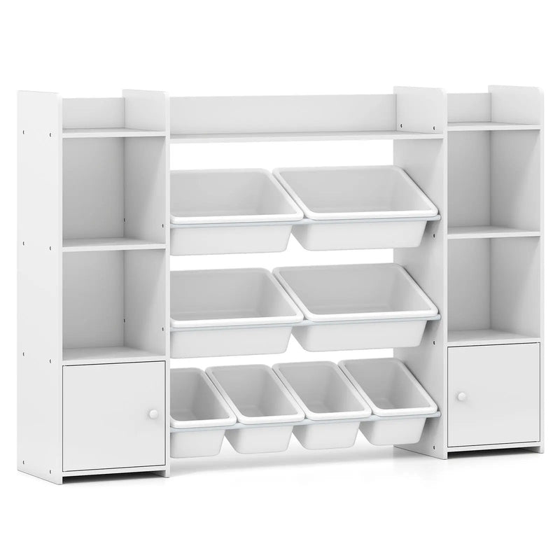 56 inch Large Toy Storage Organizer with 8 Removable Bins and Bookshelf by DirectDeals