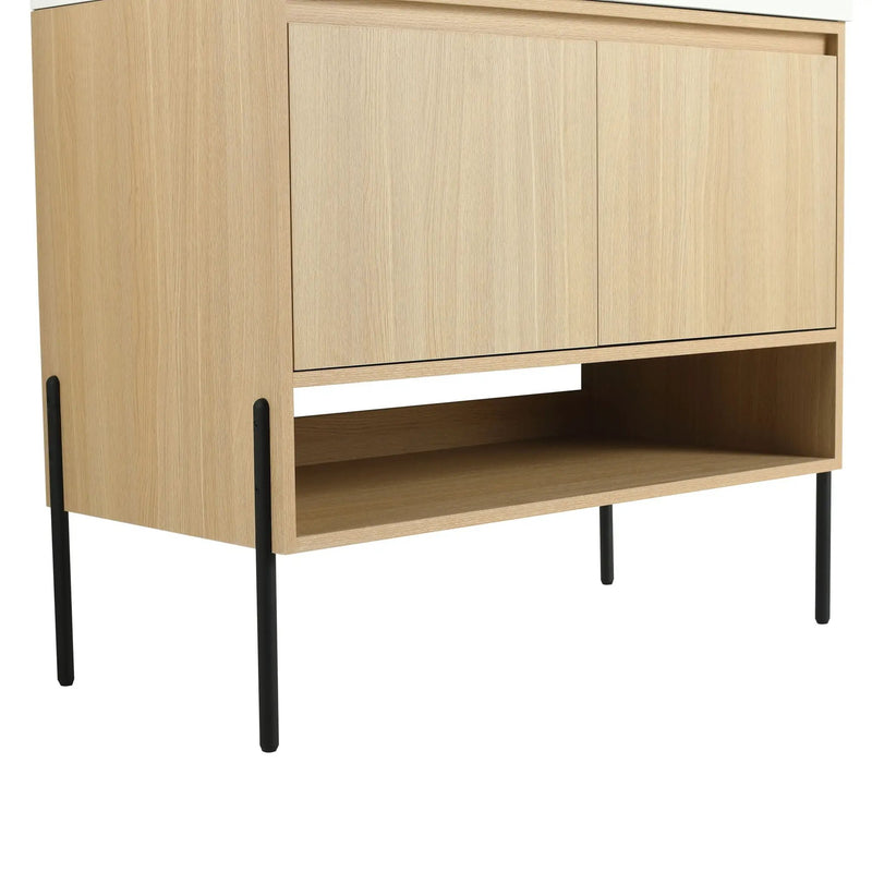Modern Bathroom Vanity Combo With Single Resin Sink And Storage Cabinet