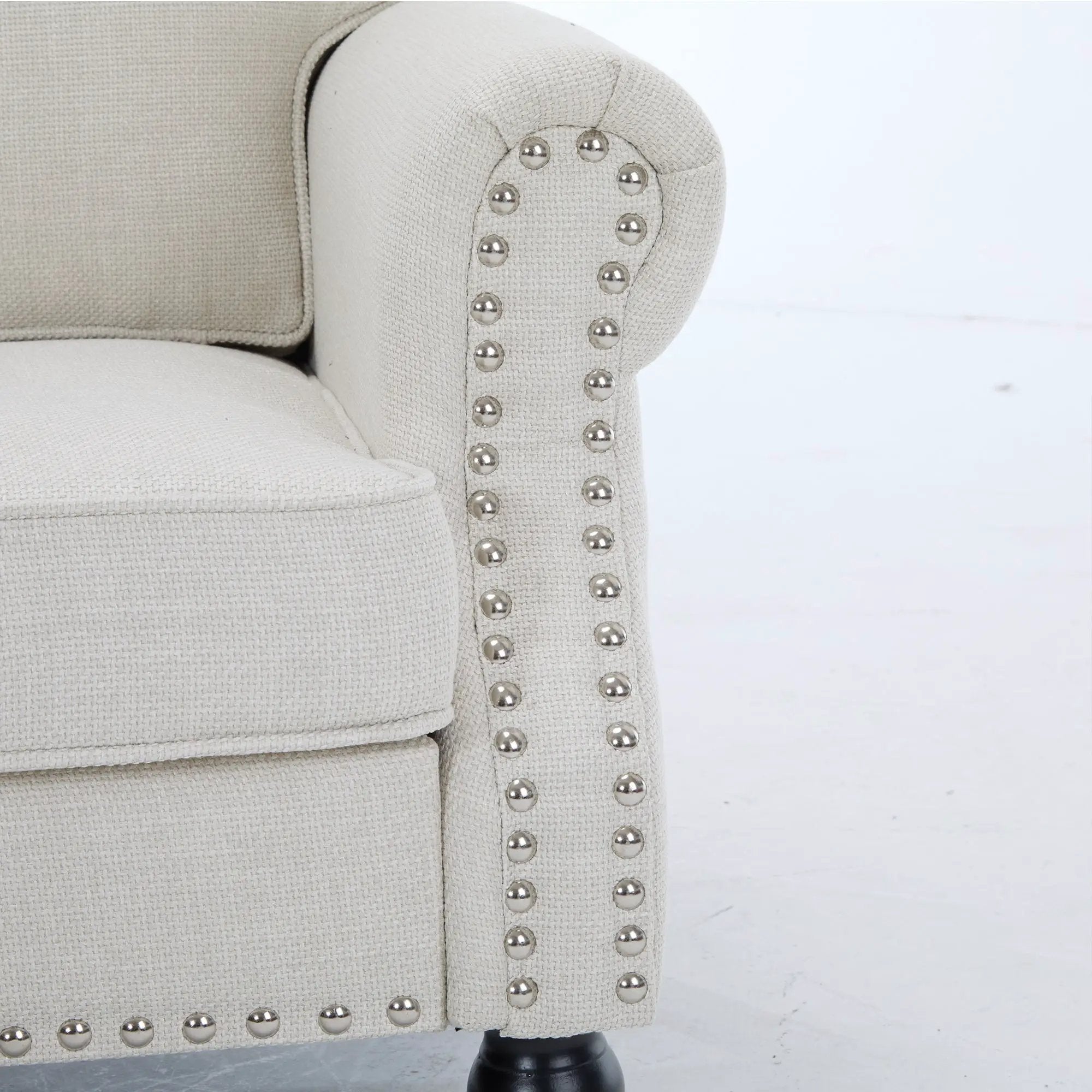 83 Inch Faux Leather Rolled Arm Sofa with Nailhead Trim by HouseOfZazla