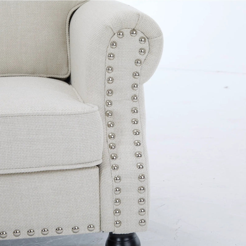 83 Inch Faux Leather Rolled Arm Sofa with Nailhead Trim by HouseOfZazla