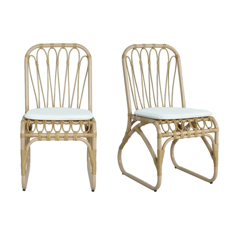 Outdoor Wicker Dining Chairs With Washable Cushions (Set of 2) by HouseOfZazla