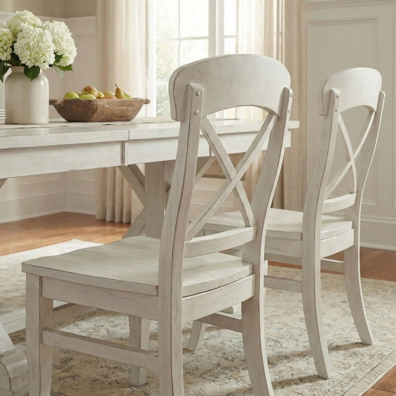 Harola - Cross-Back Dining Side Chairs In (Set of 2) - Smoky White by Unique Piece Furniture