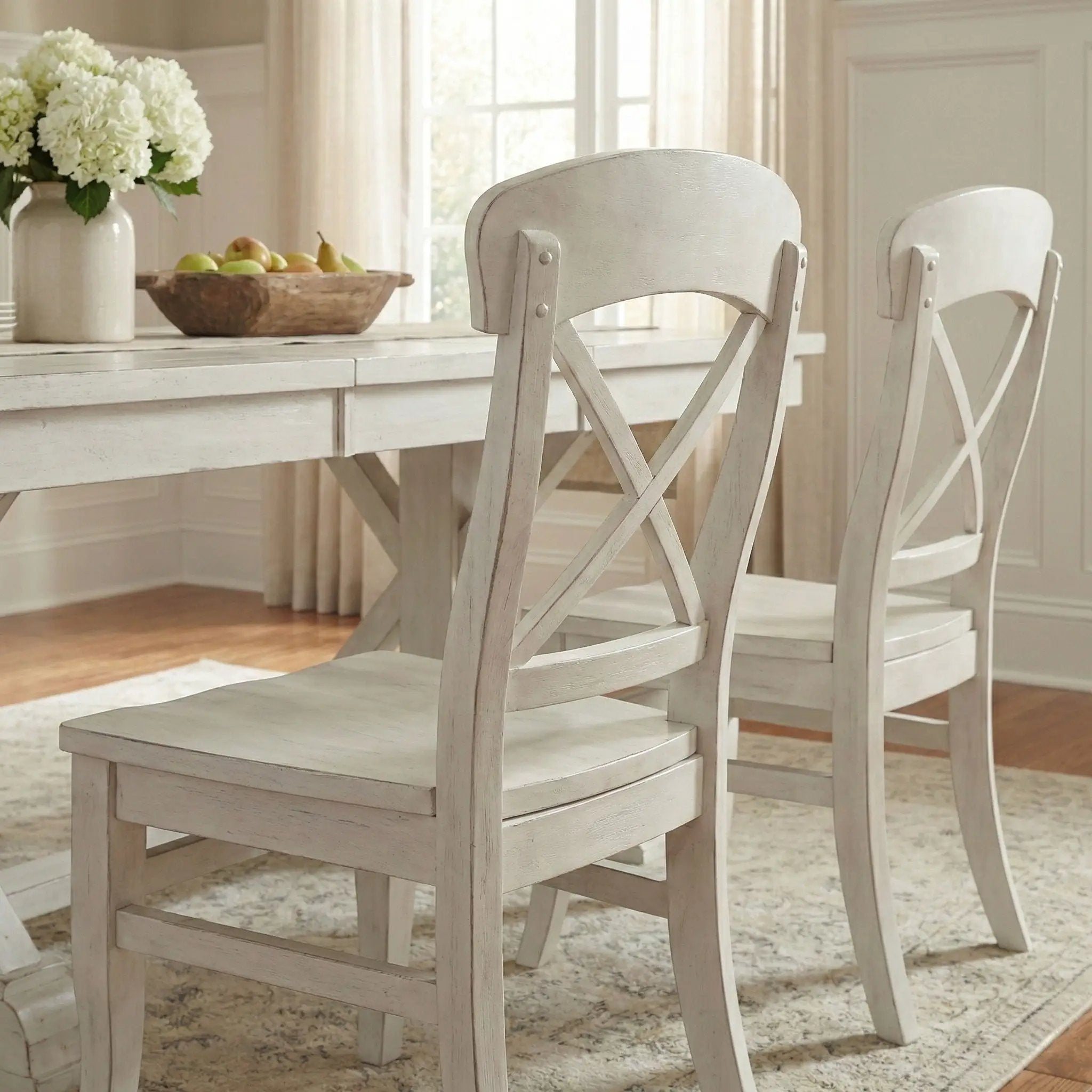 Harola - Cross-Back Dining Side Chairs In (Set of 2) - Smoky White by HouseOfZazla