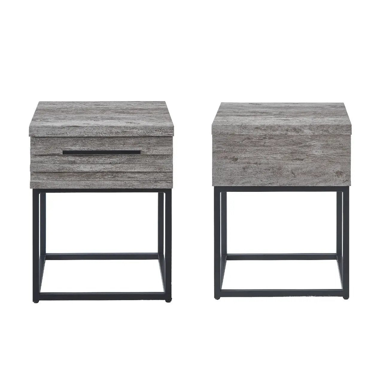 Astral 3-Piece Upholstered Bedroom Set, Tufted Wingback Bed with Two Gray Nightstands by HouseOfZazla