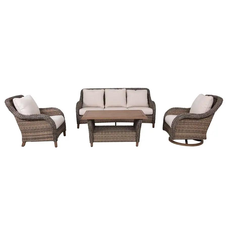 Mitchell 4-Piece Wicker Sofa Set with Swivel Rocking Chairs by Outdoor-USA®